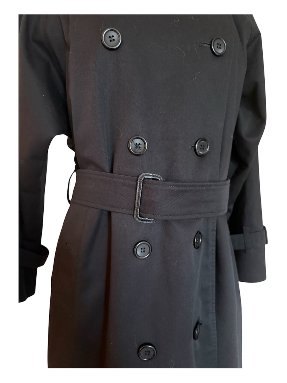 Authentic Burberry Black Double-Breasted Belted Long Trench Coat - Picture 3 of 13